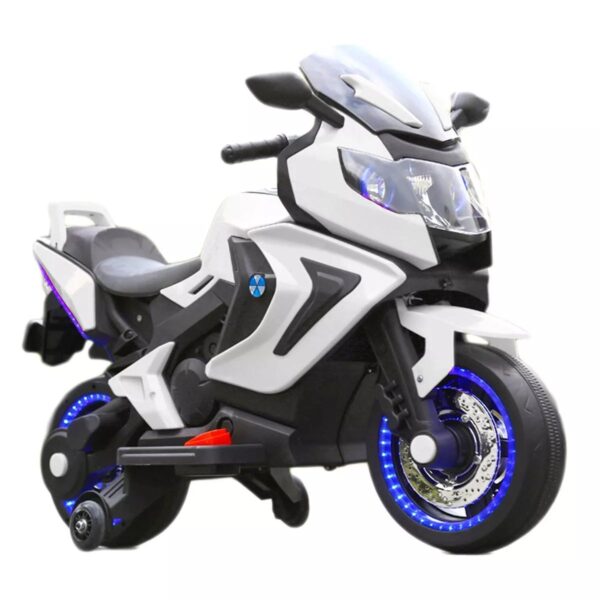 Electric Rechargeable Mororcycle For Children 2-SEAT MOTORBIKE 12V WITH USB MP3 LED - White - Image 3