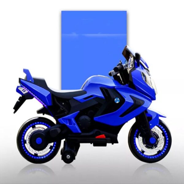 Electric Rechargeable Mororcycle For Children 2-SEAT MOTORBIKE 12V WITH USB MP3 LED - Blue - Image 2
