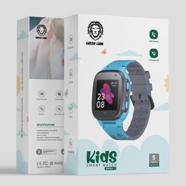 Green Lion Kids Smart Watch Series 1, Touch Control Method, Charging with Micro USB Cable, 5 Days Standby Time, 400 mAh Battery, 32 MB RAM, HD Camera - Blue - Image 2