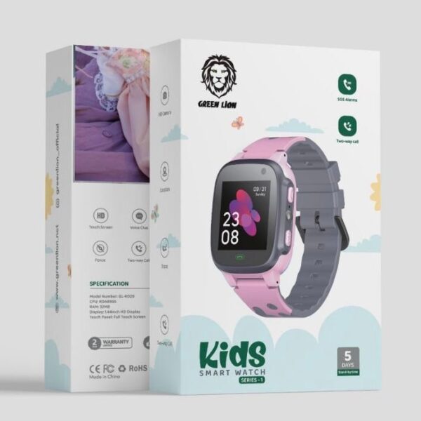 Green Lion Kids Smart Watch Series 1, Touch Control Method, Charging with Micro USB Cable, 5 Days Standby Time, 400 mAh Battery, 32 MB RAM, HD Camera - Pink - Image 2