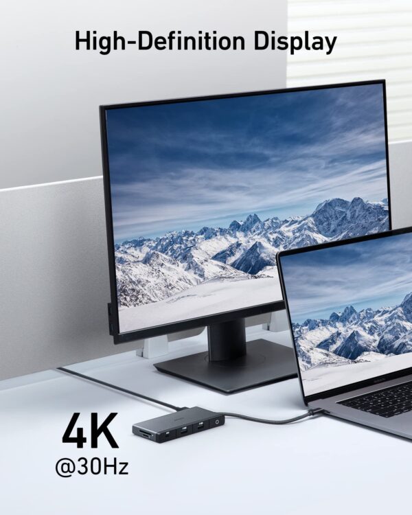 Anker USB C Hub, 552 USB-C Hub (9-in-1, 4K HDMI) with 100W Power Delivery, 4K@30Hz HDMI, 4 USB-C and USB-A Data Ports, Ethernet and SD/microSD Card Slot for MacBook, HP, Dell Laptops - Image 4