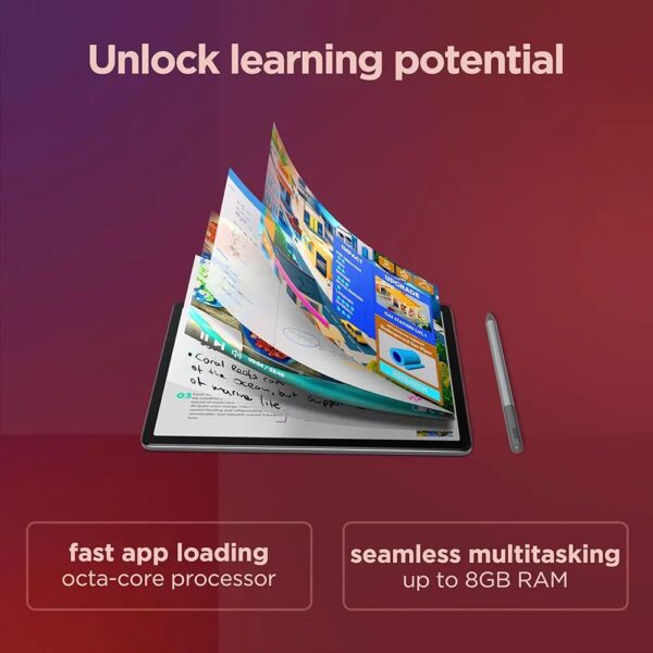 Lenovo Tab M11 11inch FHD Anti fingerprint 90Hz Display with MediaTek Helio G88 2GHz processor, 8GB RAM, 128GB Storage expandable, Folio + Pen included, Android 13, Luna Grey - Image 5