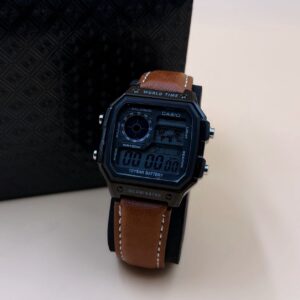 Casio Illuminator digital pure leather wrist watch - Brown