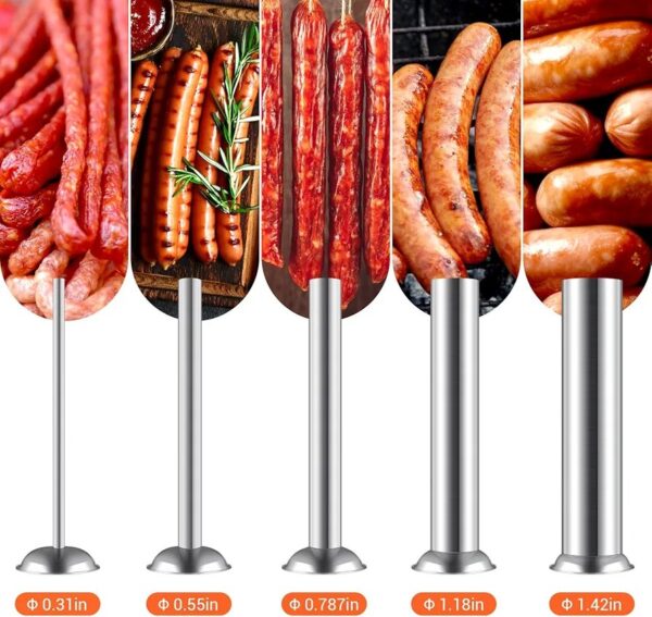 Sausage Stuffer 7L 304 Stainless Steel Sausage Maker Adjustable, 2 Speeds, 4 Filling Tubes (Silver) - Image 4