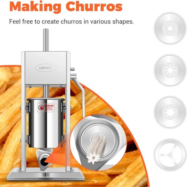 Sausage Stuffer 7L 304 Stainless Steel Sausage Maker Adjustable, 2 Speeds, 4 Filling Tubes (Silver) - Image 5