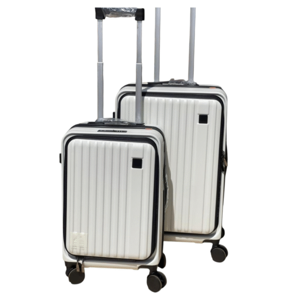 Plastic Hard-Shell Suitcases 2pcs Set - White - Image 2