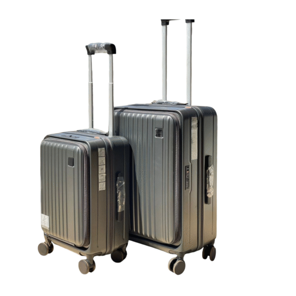 Plastic Hard-Shell Suitcases 2pcs Set - Dark Gray