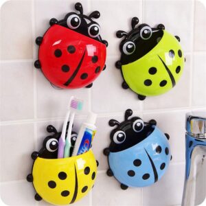 Kids Lady Bird Toothbrush Holder 4pcs (Random Colors)