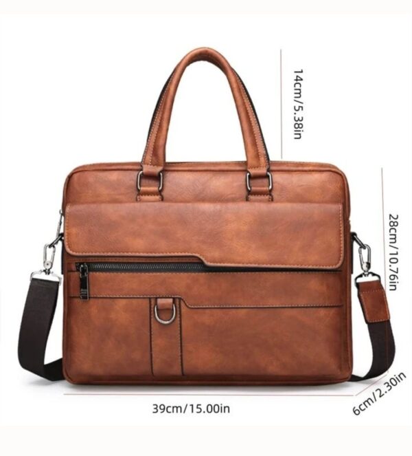 Jeep Buluo Stylish and Durable Genuine Leather Men's Business Briefcase - Brown - Image 2