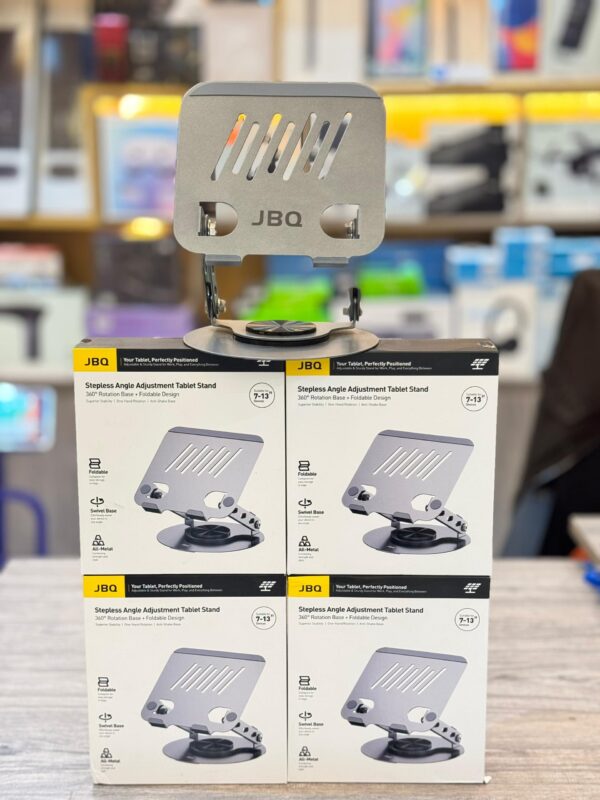 JBQ Tablet Stand / Laptop Stand 360 Degree Base & Foldable design, Metallic - Image 2
