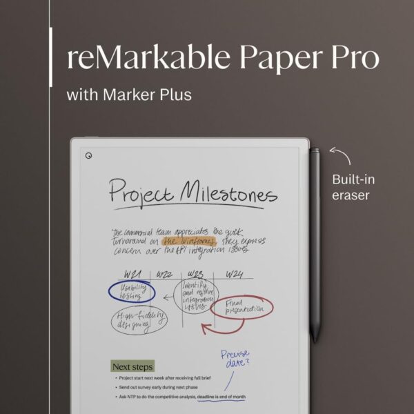 reMarkable Paper Pro | The Ultimate Paper Tablet with 11.8’’ Color Display and Reading Light, Includes Marker Plus Pen (Open Box) - Image 3