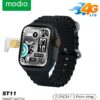 Modio ST11 Smart Watch 2.2 Inch Full Screen Display With 4G SIM card Support 3 Pair Straps and Wireless Charger For Ladies and Gents Black