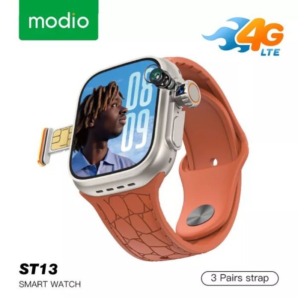 Modio ST13 Sim and Camera Smart Watch 3 Pairs Strap 2.2inch 4G Sim Support With Camera support Google Play Store - Image 2
