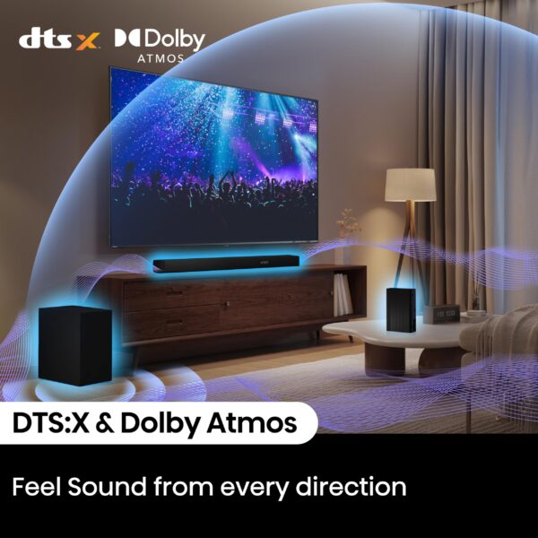 Hisense AX Series Soundbar AX5100Q, 5.1 Channel, 580W, 6.5”Wireless subwoofer included, Dolby Atmos and DTS:X - Image 6