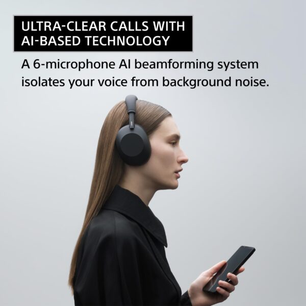 Sony WH-1000XM6 The Best Wireless Noise Canceling Headphones, HD NC Processor QN3, 12 Microphones, Adaptive NC Optimizer, Mastered by Engineers, Studio-Quality, 30-Hour Battery, Black - Image 6