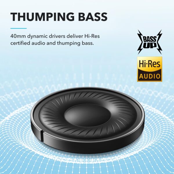 Soundcore by Anker Q20i Hybrid Active Noise Cancelling Headphones, Wireless Over-Ear Bluetooth, 40H Long ANC Playtime, Hi-Res Audio, Big Bass, Customize via an App, Transparency Mode - Image 3