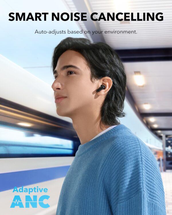 Anker Soundcore P40i Noise Cancelling Wireless Earbuds, Adaptive Noise Cancelling to Environments, Heavy Bass, 60H Playtime, 2-in-1 Case and Phone Stand, IPX5, Wireless Charging, Bluetooth 5.3 - Image 6