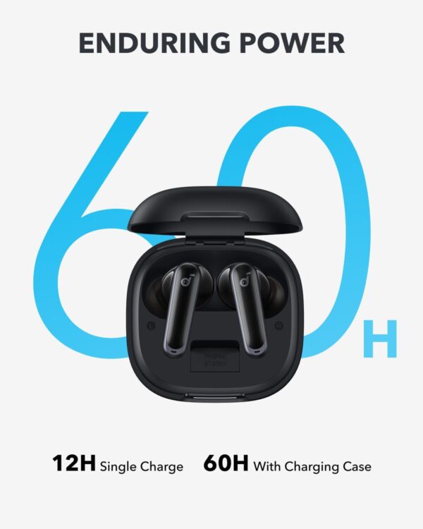 Anker Soundcore P40i Noise Cancelling Wireless Earbuds, Adaptive Noise Cancelling to Environments, Heavy Bass, 60H Playtime, 2-in-1 Case and Phone Stand, IPX5, Wireless Charging, Bluetooth 5.3 - Image 2
