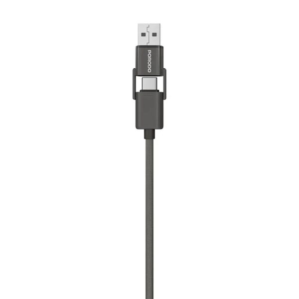 Porodo 4-In-1 Braided High-Speed Charging Cable - Black - Image 3