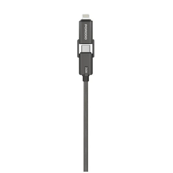 Porodo 4-In-1 Braided High-Speed Charging Cable - Black - Image 2