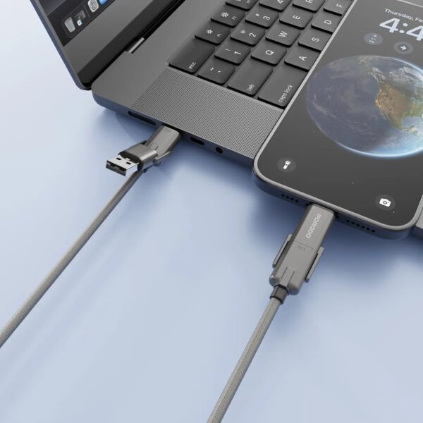 Porodo 4-In-1 Braided High-Speed Charging Cable - Black - Image 4
