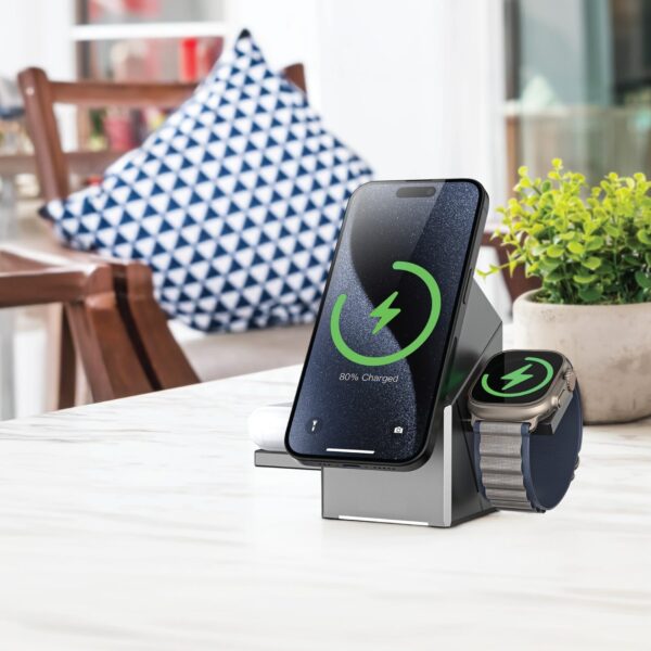 Green Lion Power Trio 3 In 1 Wireless Charger with Magsafe, Auto Rotation - Image 3