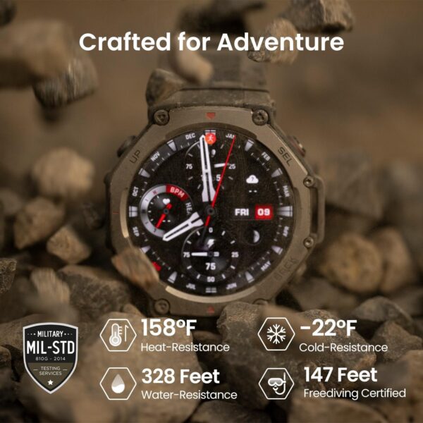 Amazfit T-Rex 3 Outdoor Smart Watch 48mm AMOLED Display, Offline Maps & Navigation, 6 Satellite Systems Dual Band GPS, 27 Days Battery Life, 170+ Sports Mode, 45m Freediving for Android, iPhone - Image 5