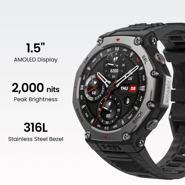 Amazfit T-Rex 3 Outdoor Smart Watch 48mm AMOLED Display, Offline Maps & Navigation, 6 Satellite Systems Dual Band GPS, 27 Days Battery Life, 170+ Sports Mode, 45m Freediving for Android, iPhone - Image 2