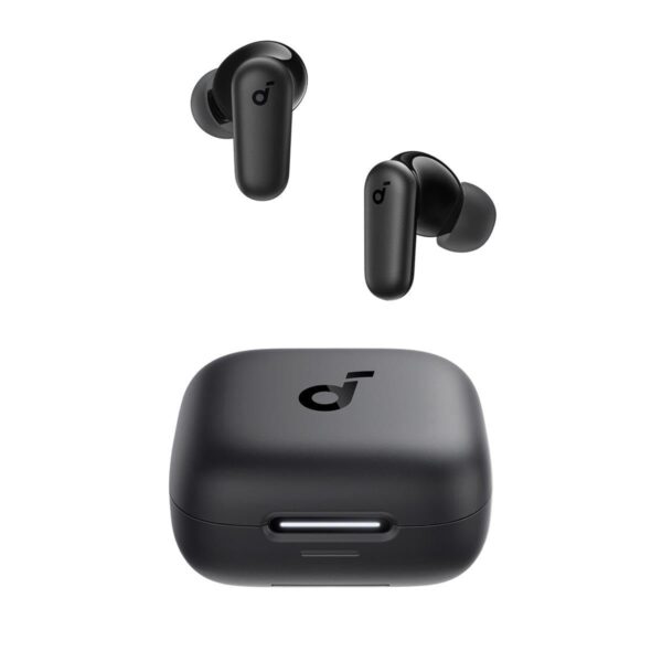 Soundcore by Anker R50i NC Wireless Bluetooth Earphones, Powerful and Smart Noise Cancelling, Powerful Bass, 45 Hours Playtime, 2-in-1 Case and Phone Stand, IP54, Bluetooth 5.4, Black
