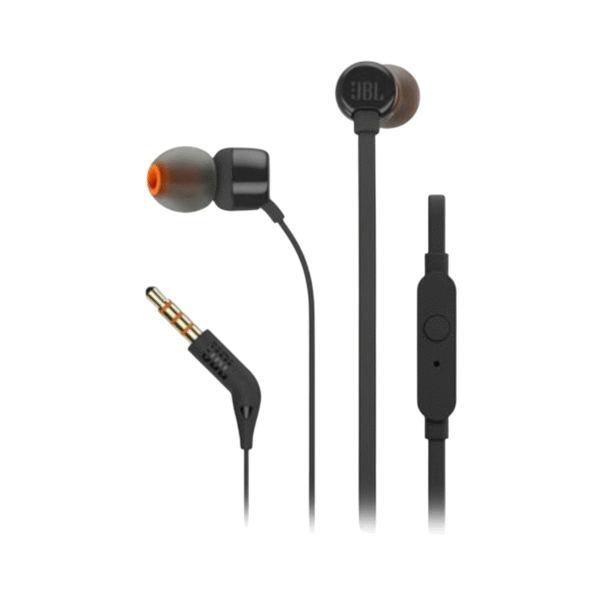 JBL Tune 110 Wired Aux In Ear Headphones, Deep and Powerful Pure Bass Sound, 1-Button Remote/Mic, Tangle-Free Flat Cable, Ultra Comfortable Fit - Image 2