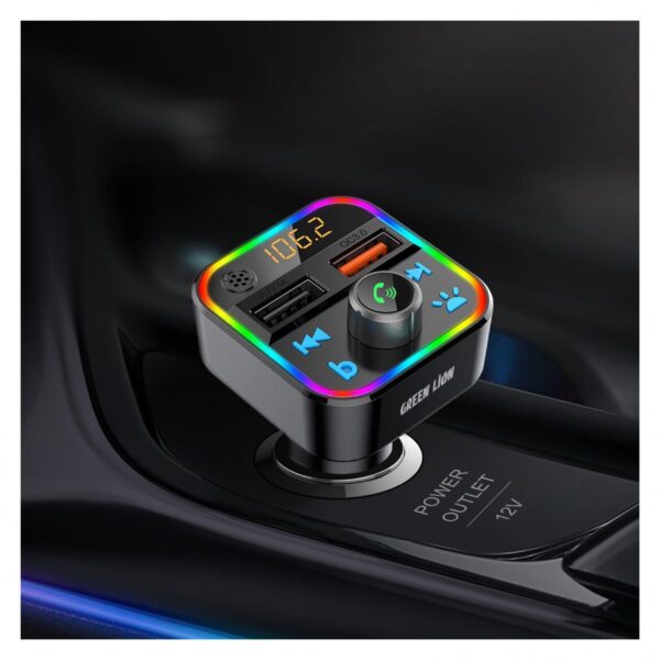 Green Lion Car FM Transmitter Kit with 30W Fast Charge, double USB Port, Bluetooth 5.3 - Image 3