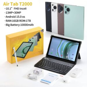 AirTab T2000 PC Android Tablet 10" Screen Display 16GB RAM, 1TB Storage, 10000 mAh Battery, Wireless Keyboard, Stylus Pen + Free Accessories
