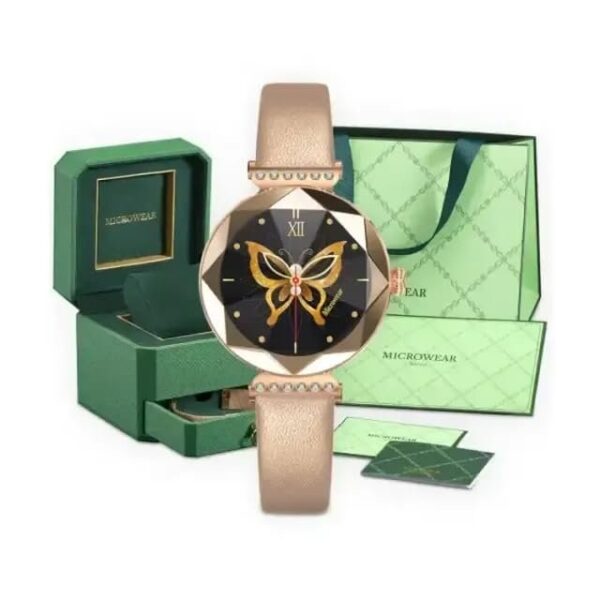 Green Lion Swarovski Smart Watch, 16mm Width Watch Band, Fingerprint Protection, Wireless Charger, Bluetooth 5.1 - Gold - Image 2