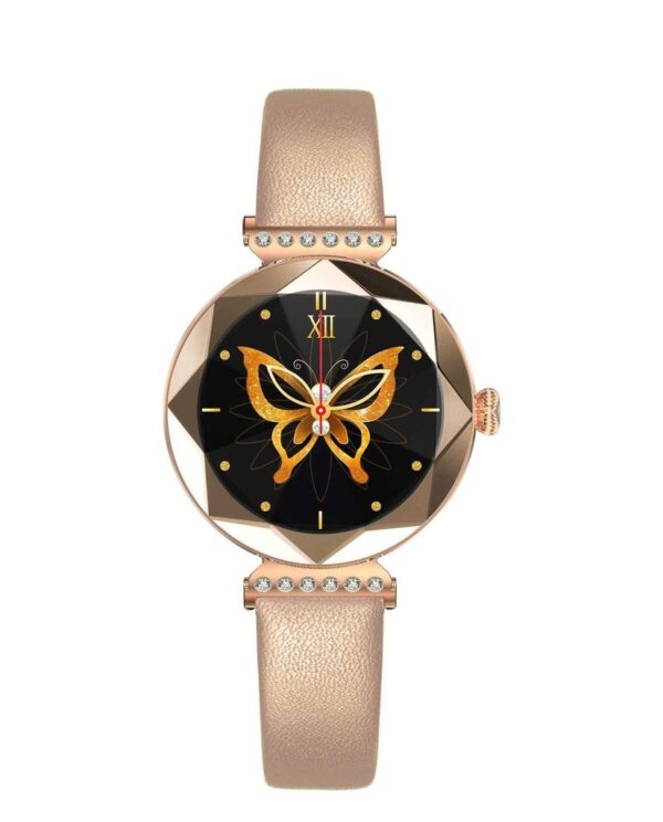 Green Lion Swarovski Smart Watch, 16mm Width Watch Band, Fingerprint Protection, Wireless Charger, Bluetooth 5.1 - Gold - Image 3