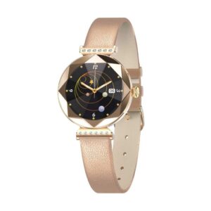 Green Lion Swarovski Smart Watch, 16mm Width Watch Band, Fingerprint Protection, Wireless Charger, Bluetooth 5.1 - Gold