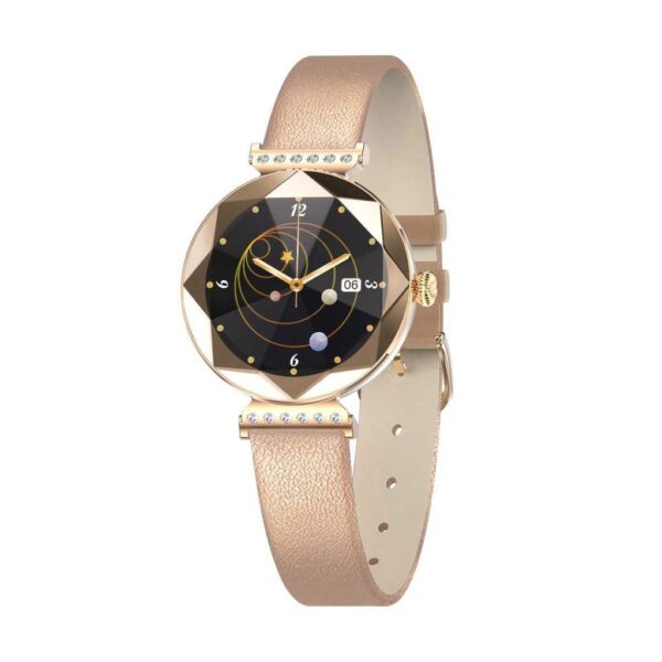 Green Lion Swarovski Smart Watch, 16mm Width Watch Band, Fingerprint Protection, Wireless Charger, Bluetooth 5.1 - Gold