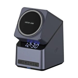Green Lion Multi Device 4 Wireless Charger with Digital Clock and 180° Auto Rotation / 15W Wireless Charger / Phone, Watch & Buds / Adjustable Angle View / Fast Charger - Grey