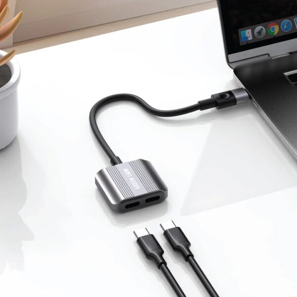 Green Lion 2 In 1 Splitter Adapter Type-C to AUX & Type-C - Image 2
