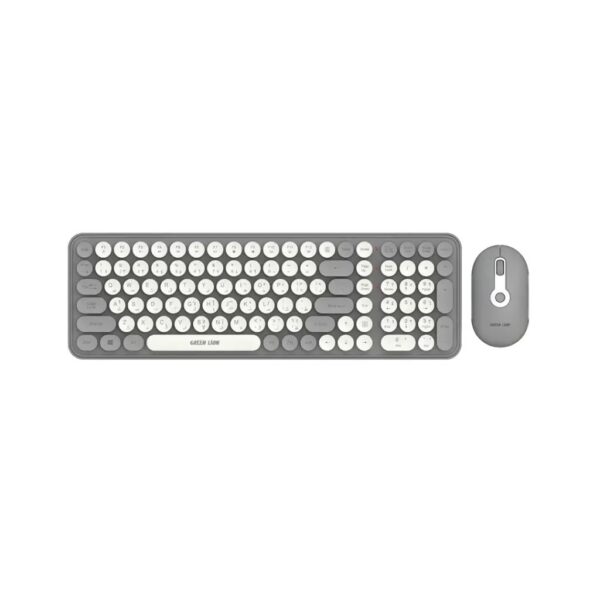 Green Lion GKM-300 Wireless Keyboard and Mouse Set /2.4GHz Mini USB /Compatible with All devices with USB Port / 1600DPI Mouse /Quiet Typing Keyboard - Grey
