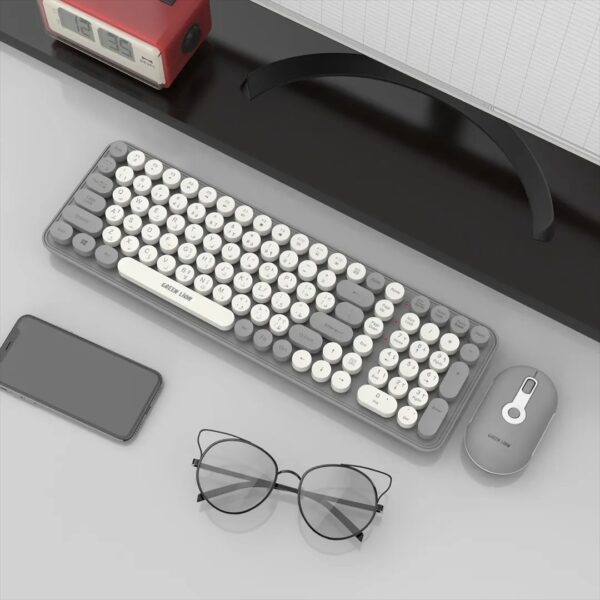 Green Lion GKM-300 Wireless Keyboard and Mouse Set /2.4GHz Mini USB /Compatible with All devices with USB Port / 1600DPI Mouse /Quiet Typing Keyboard - Grey - Image 3