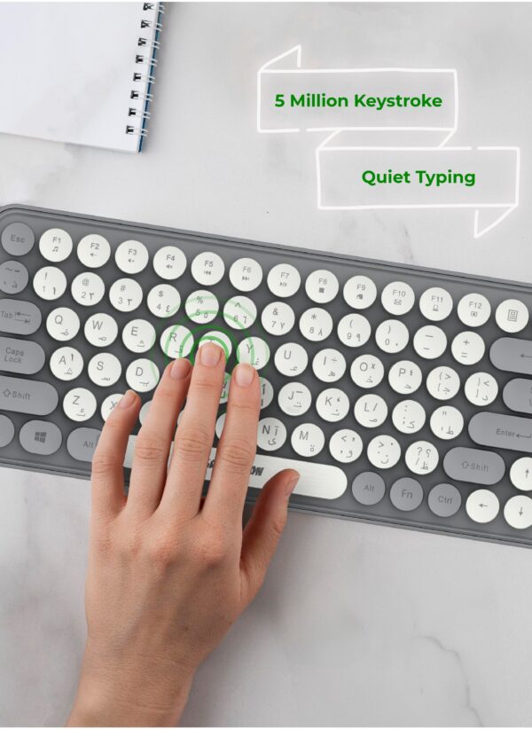 Green Lion GKM-300 Wireless Keyboard and Mouse Set /2.4GHz Mini USB /Compatible with All devices with USB Port / 1600DPI Mouse /Quiet Typing Keyboard - Grey - Image 5