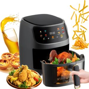 Silver Crest Air Fryer 8 Liter - Digital Oil-Less Air Fryer – 8 Cooking Presets – LED Digital Touch Screen with Large Window View – 2400W 360° Heating - Nonstick Easy to Clean