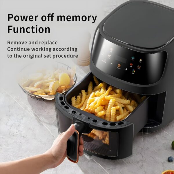 Silver Crest Air Fryer 8 Liter - Digital Oil-Less Air Fryer – 8 Cooking Presets – LED Digital Touch Screen with Large Window View – 2400W 360° Heating - Nonstick Easy to Clean - White - Image 5
