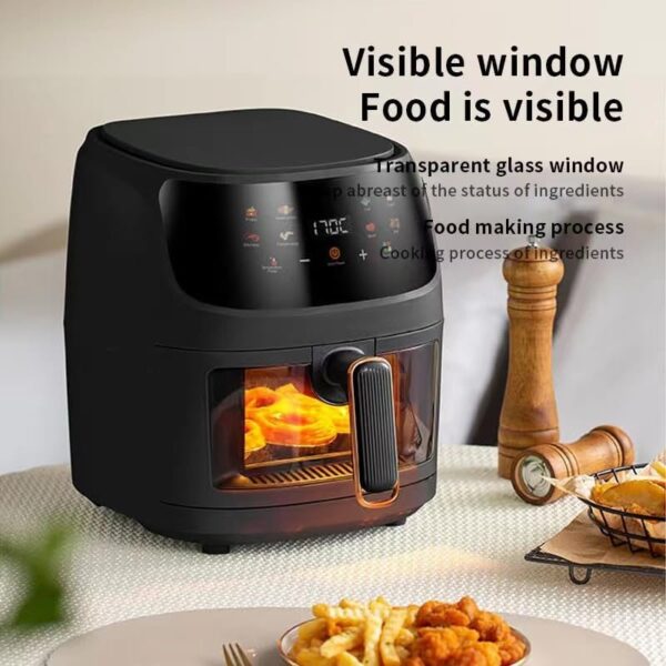 Silver Crest Air Fryer 8 Liter - Digital Oil-Less Air Fryer – 8 Cooking Presets – LED Digital Touch Screen with Large Window View – 2400W 360° Heating - Nonstick Easy to Clean - White - Image 4