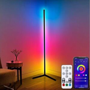 RGB Floor Lamps LED Corner Lamp with Remote Control 52" Tall Color Changing Floor Light Ambient Dimmable Lamp Premium Standing Lamp for Party Living Room Bedroom