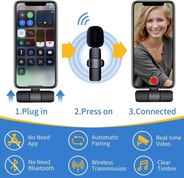 K9 Dual Wireless Lavalier Microphone Plug and Play, No Need APP & Bluetooth Collar Mic for All iPhone, iPad, Mac Devices for YouTube, Live Stream & Video Recording And Lightning - Image 2