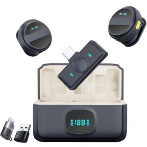 SX21 Wireless Microphone, ANC 2 Pcs Tie Collar Mic Portable Live Streaming Small Wireless Lavalier Microphone