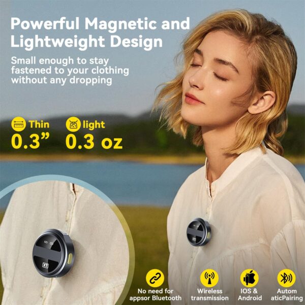 SX21 Wireless Microphone, ANC 2 Pcs Tie Collar Mic Portable Live Streaming Small Wireless Lavalier Microphone - Image 3