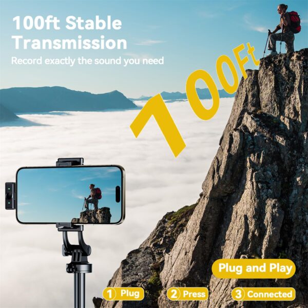 SX21 Wireless Microphone, ANC 2 Pcs Tie Collar Mic Portable Live Streaming Small Wireless Lavalier Microphone - Image 5