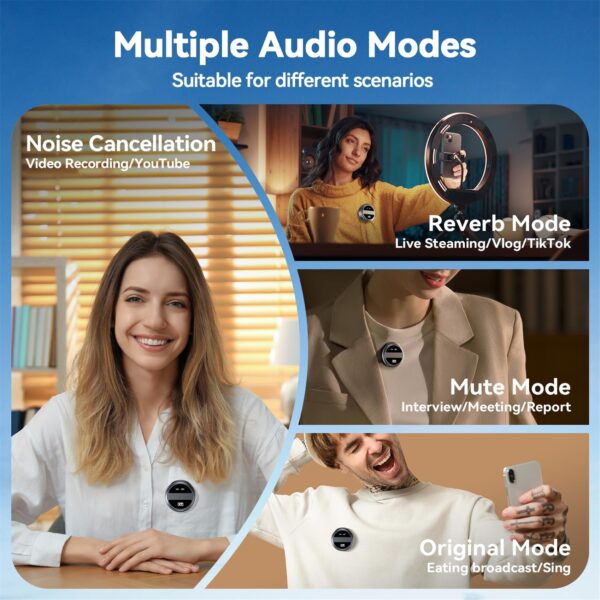 SX21 Wireless Microphone, ANC 2 Pcs Tie Collar Mic Portable Live Streaming Small Wireless Lavalier Microphone - Image 2